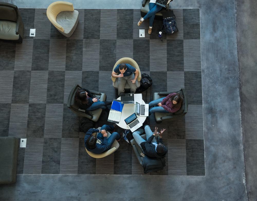 Students studying at a table